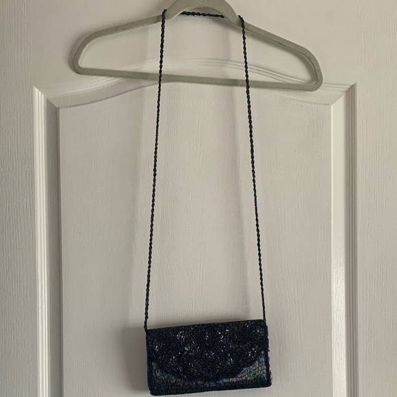 blue with multicolored beads clutch - Picture 3 of 6